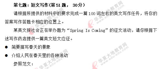 网友回忆版-2020年自考《英语二》8月考试真题：短文写作
