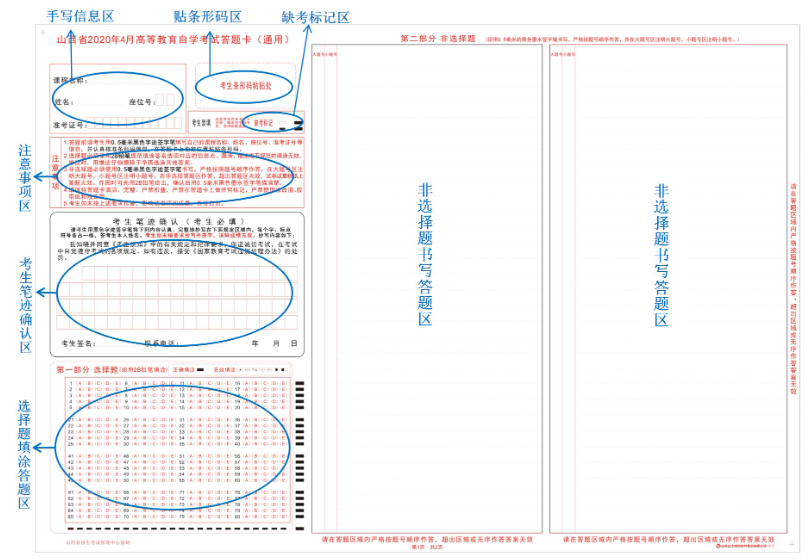 山西省教育考试院：高等教育自学考试考生答题注意事项