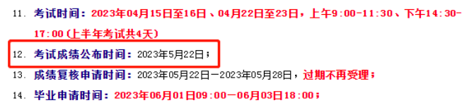 2023年4月河南自考成绩定于2023年5月22日公布
