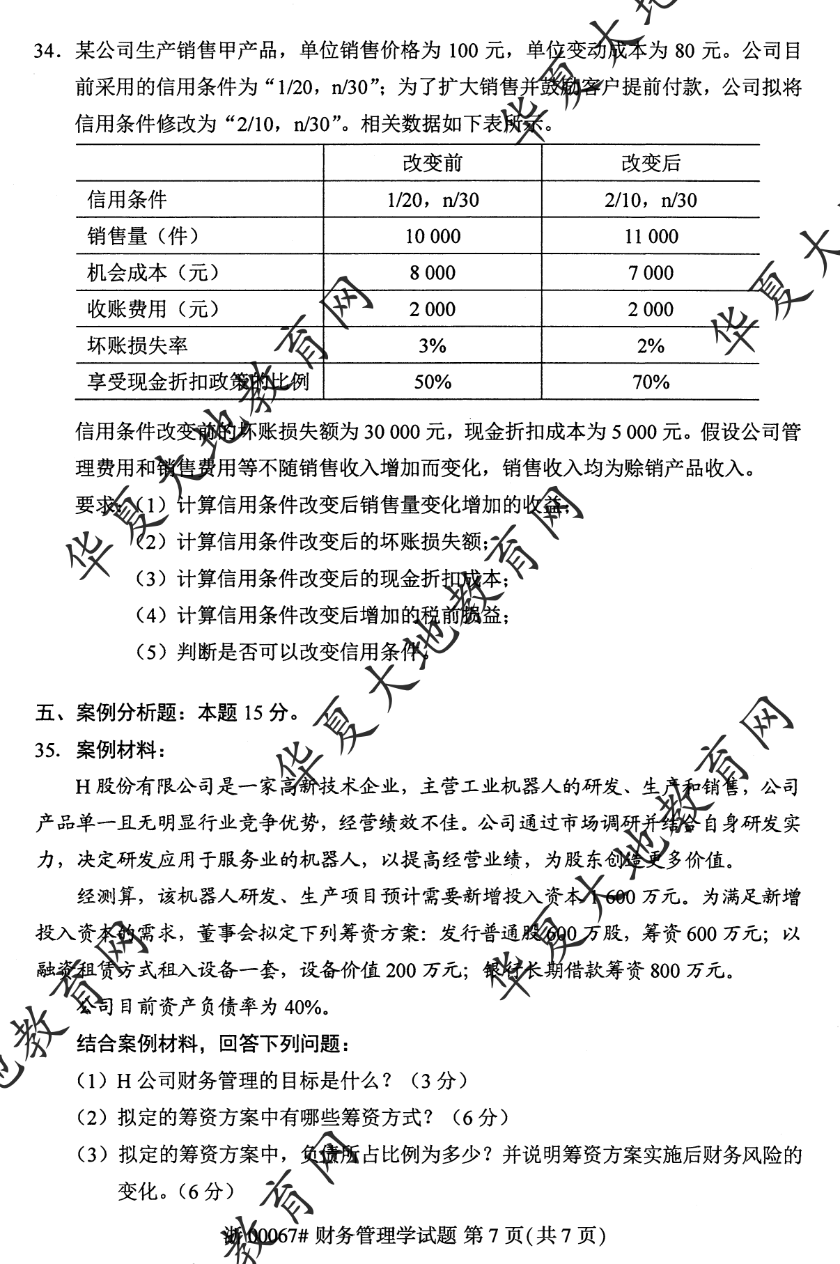 【真题演练】2023年4月自考《财务管理学》考试真题